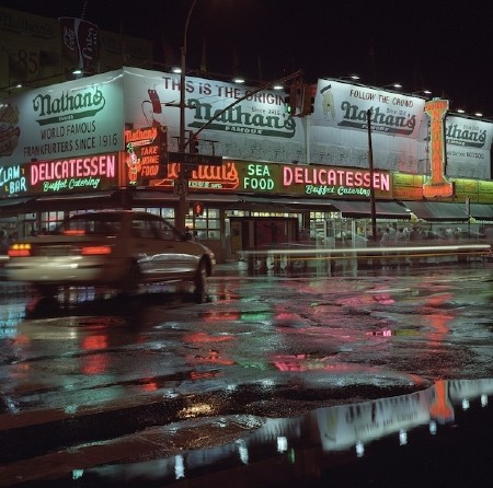 August 2006: Neon reflections after the rain - Coney Island NY, USA.